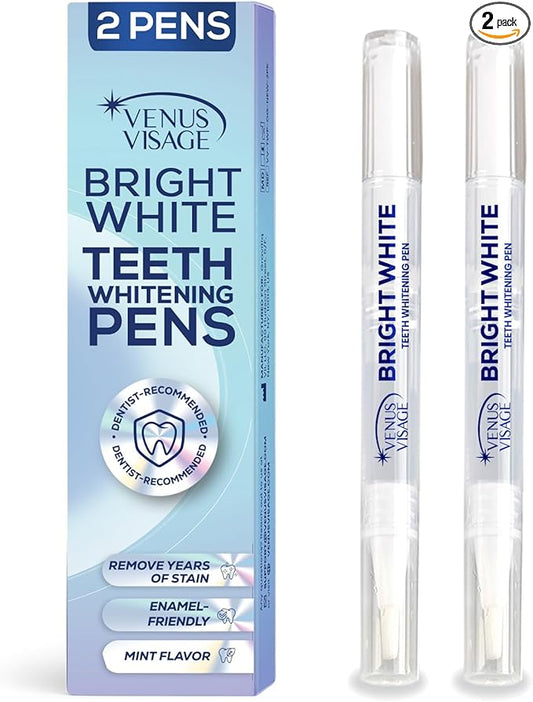 Venus Visage Award Winning Teeth Whitening Pen, 20+ Uses - Teeth whitening Kit Professionally formulated - Best Teeth whitening Gel Pen Teeth Whitener - Low Sensitivity (Mint) (0.07 Fl Oz (Pack of 2))
