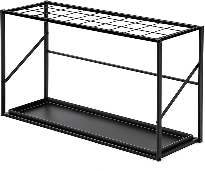 Folding Umbrella Storage Stand Rack Holder Organizer Free Standing Umbrella Rack with Removable Drip Tray for Entryway Home Office Hotel Entry Hallway (L35.51 X W11.89 X H19.69 Inch)
