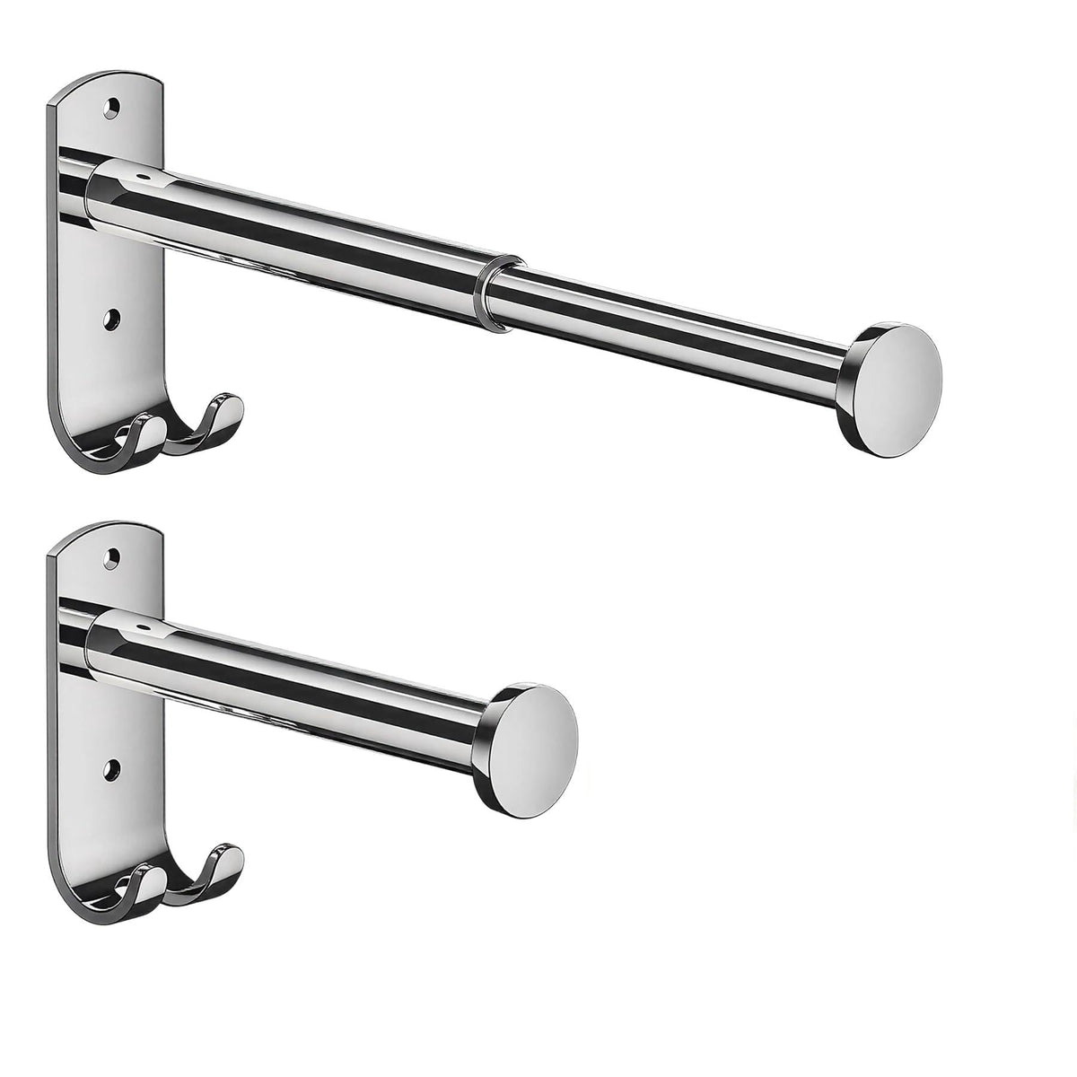 2 PACK Wall Mounted Clothes Drying Rack Pull Out Valet Rod - Image 1