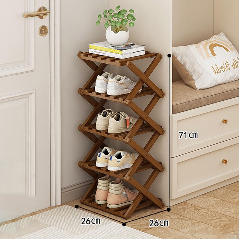 YYW Shoe Rack, Foldable Bamboo Shoes Shelf - Image 3