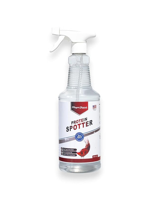 Magic Finish Protein Spotter (32 Oz) – Powerful Fabric and Carpet Stain Remover Spray – Lifts Blood, Pet Urine, Vomit, Food and Wine Stains – Clear, Unscented Spot Cleaner Solution