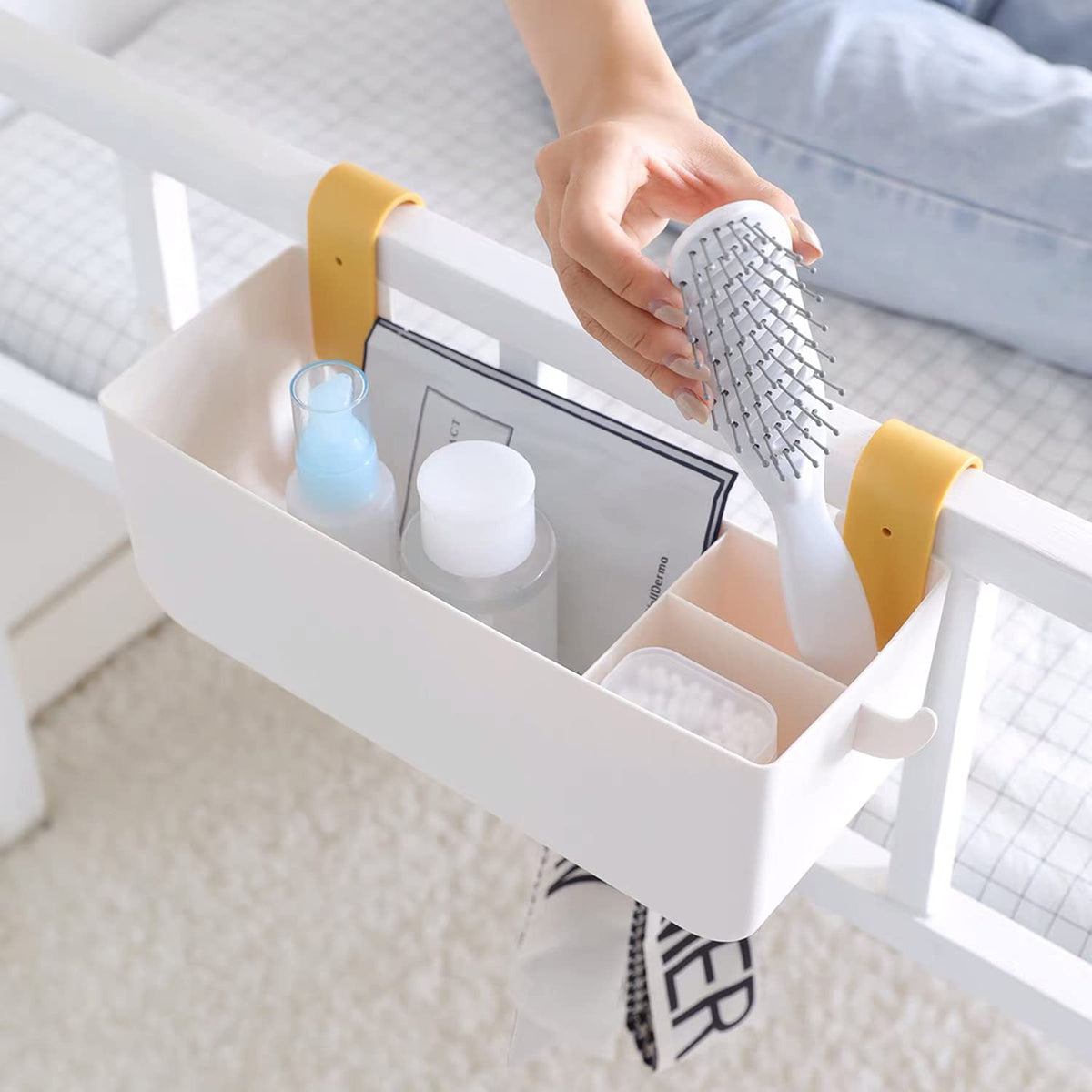 Bedside Hanging Caddy, Plastic Hanging Storage Shelf - Image 1