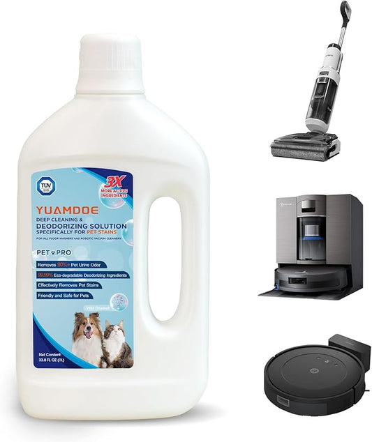 Deep Cleaning & Deodorizing Solution, TÜV Rheinland Certification, Pet Friendly, Compatible with Floor Washers&Robotic Vacuum Cleaners, Ecovacs, Tineco, Roborock, Dreame, Eufy, iRobot