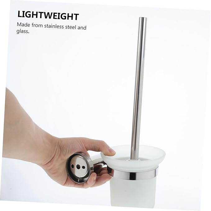 Elegant Stainless Steel Toilet Brush Holder Wall-Mounted Long Handle Bathroom Accessory
