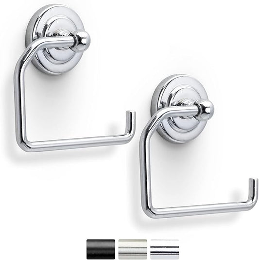 Jack N’ Drill 1-Pack Toilet Paper Holder with Free Towel Hook, European Style Wall-Mounted Toilet Paper Bathroom Organizer and Storage in Chrome Finish for your Home, Bathroom & Office (2 Pack Chrome)