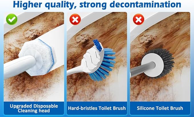 30 Pack Disposable Toilet Brush Refills, Replacement Heads for Disposable Toilet Cleaning System, Hygienic Toilet Bowl Cleaner Refills with Soft Bristles, Compatible with Most Toilet Brush Handles