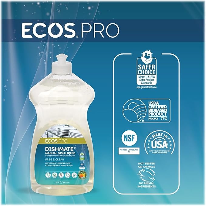 Earth Friendly Products 25 Oz Dishmate Dish Liquid Free and Clear 1 Unit