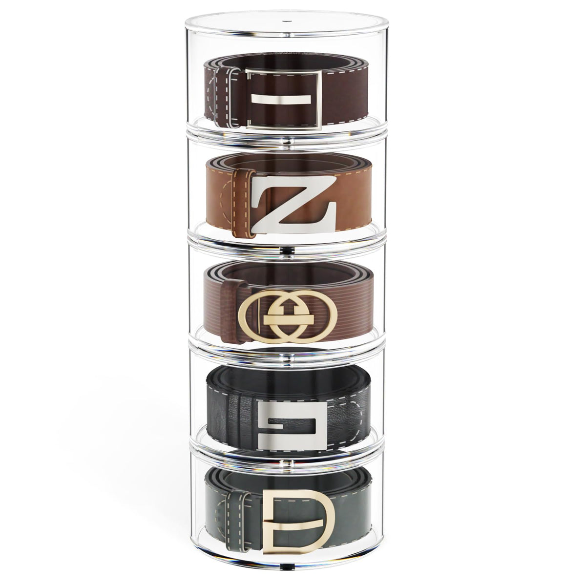 FEMELI Acrylic Belt Storage Organizers For Closet 5-Layer Clear - Image 1