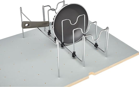 Rev-A-Shelf Drop-In Pot and Pan Drawer Organizer Storage Rack for 4DPS & 4DPG Model Peg Boards, Adjustable Divider for Cookware, Chrome, 5DCD-1-CR