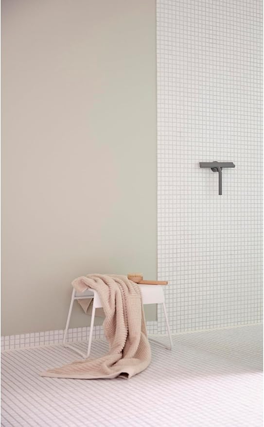 Zone Denmark Effortless Elegance Glass Wiper with Magnetic Holder for Stylish and Convenient Bathroom Maintenance Grey Marl, 6.7"x 8.3"inches