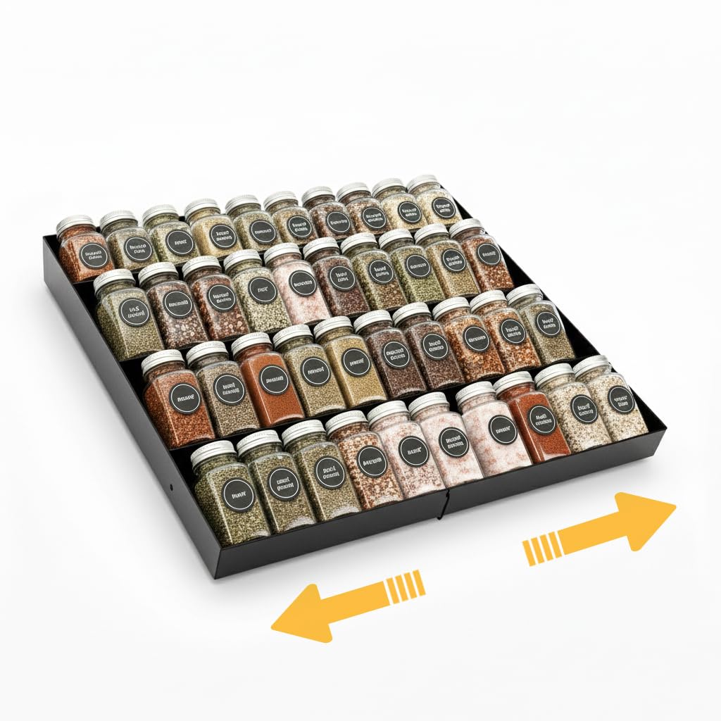GOENDR Metal Spice Drawer Organizer, 4-Tier Spice Rack for Drawer - Image 1