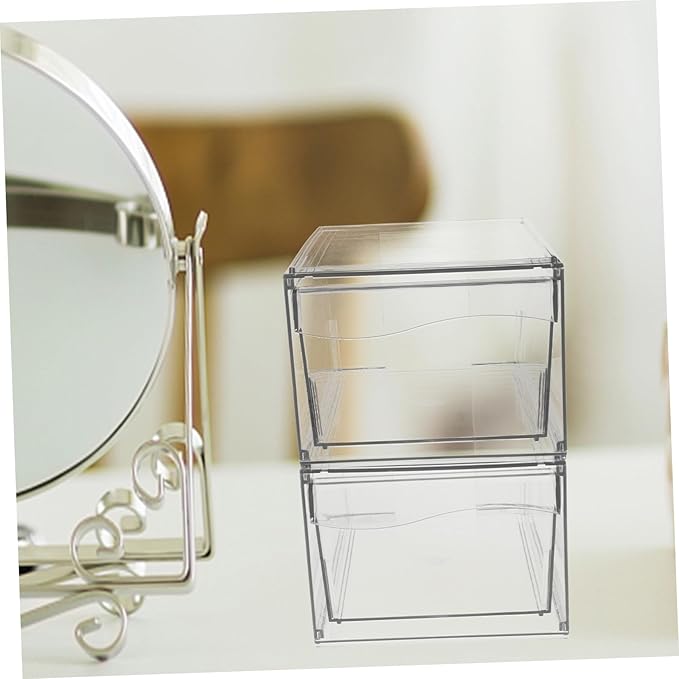 2pcs Acrylic Makeup Organizer Stackable for Desktop Storage for Cosmetic Organization and Bathroom Accessories