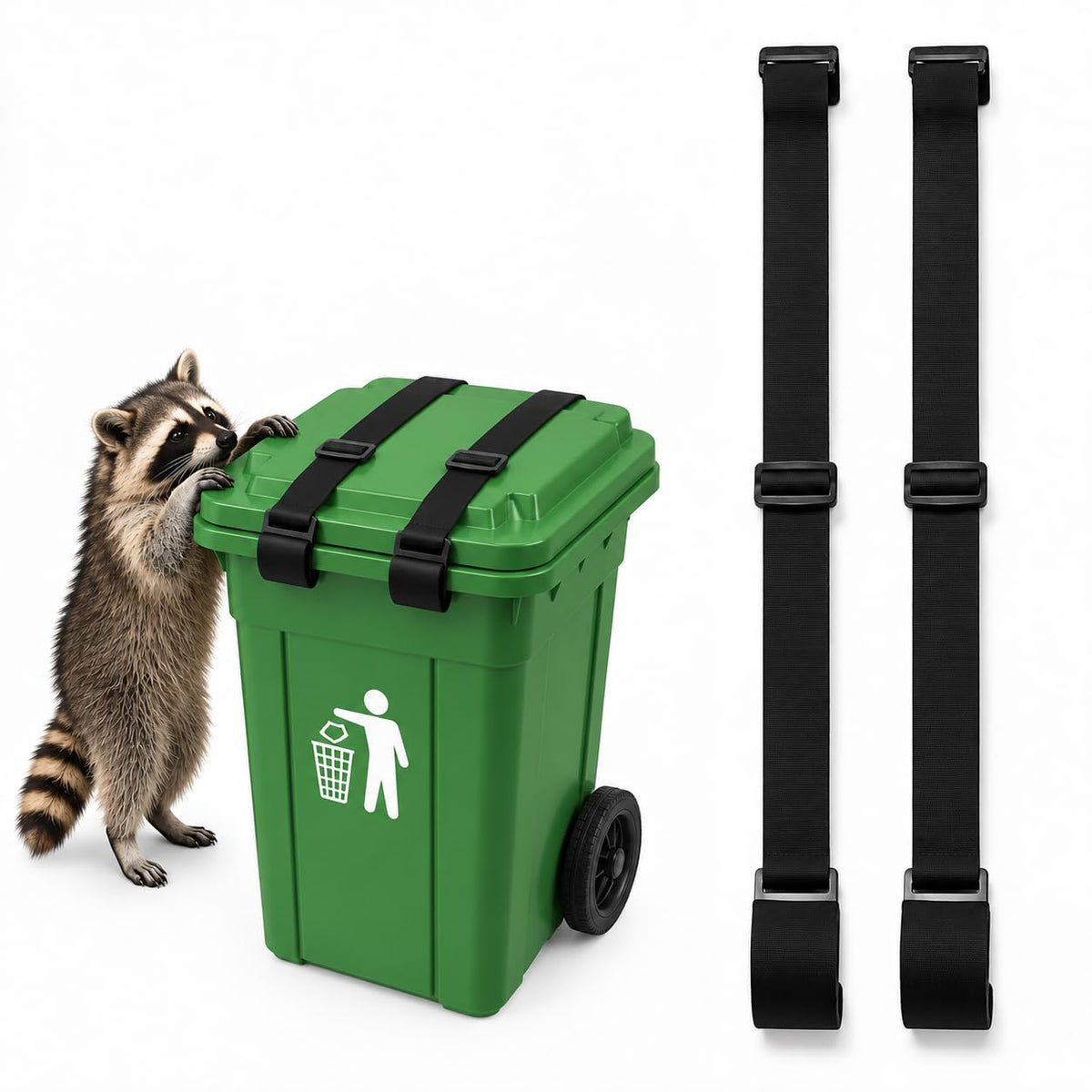 2 Pack Trash Can Locks for Animals, Heavy Duty Raccoon - Image 1