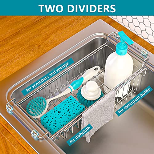 Over the Sink Caddy, Expandable Stainless Steel Sponge Holder - Image 3