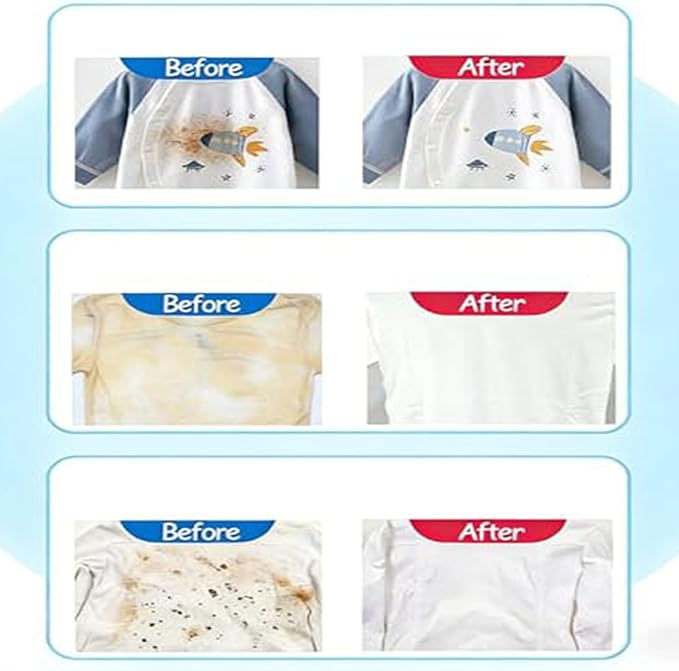 Hyper Concentrated Active Oxygen Laundry Powder 500g Chlorine-Free Formula Removes Milk Sweat Oil Stains Gentle & Safe Protects Fabric and Skin Color-Safe Deep Stain Remover for Clothes (2PCS)
