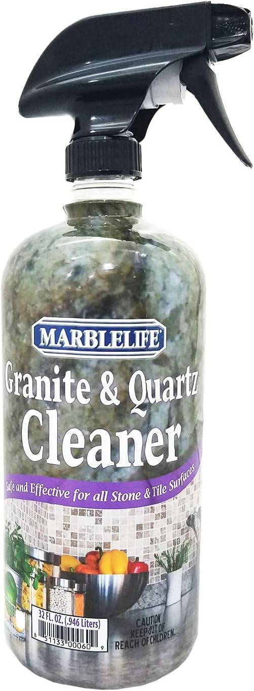 Marblelife Granite & Quartz Cleaner, Safe & Powerful Granite Countertop Cleaner, Oil & Wax Free Quartz Countertop, Effective Stone Care & Cleaning, 32oz Spray