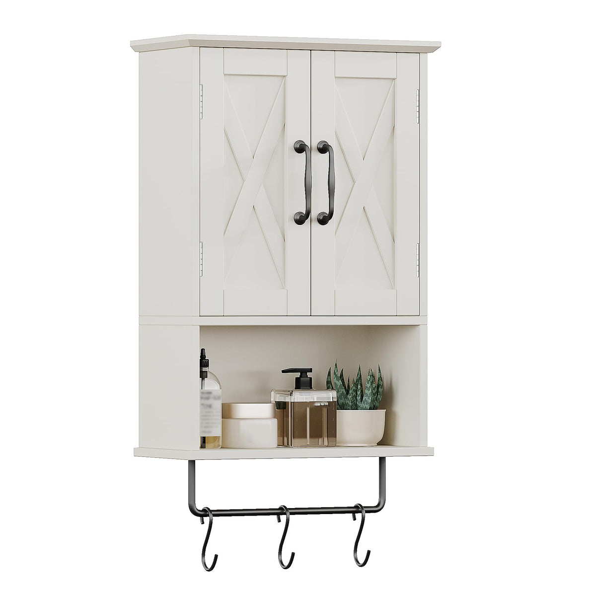 ChooChoo Small Medicine Cabinet with Towel Bar, Hanging Storage - Image 1