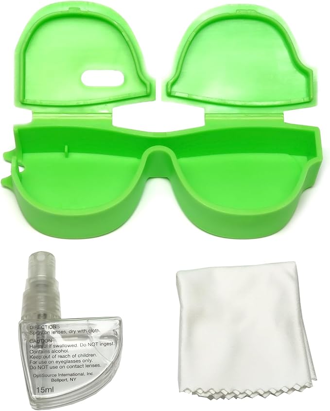 Calabria Kool Klean 4 Pack Eyeglass Lens Cleaner Kit Green/Black 15ml Cleaning Spray, Microfiber Cleaning Cloth Cleaning Kit