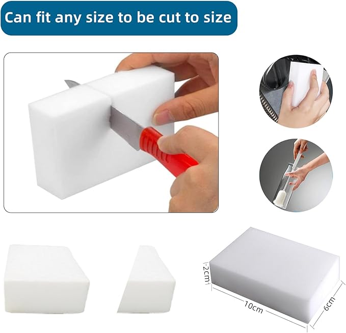 100 Pack Magic Sponges Eraser - Melamine Sponge of High Density, Long Lasting Kitchen Cleaning Sponge for Dishes Furniture Baseboard, Sink, Floor, Car, Toys (3.93"x2.36"x0.79")