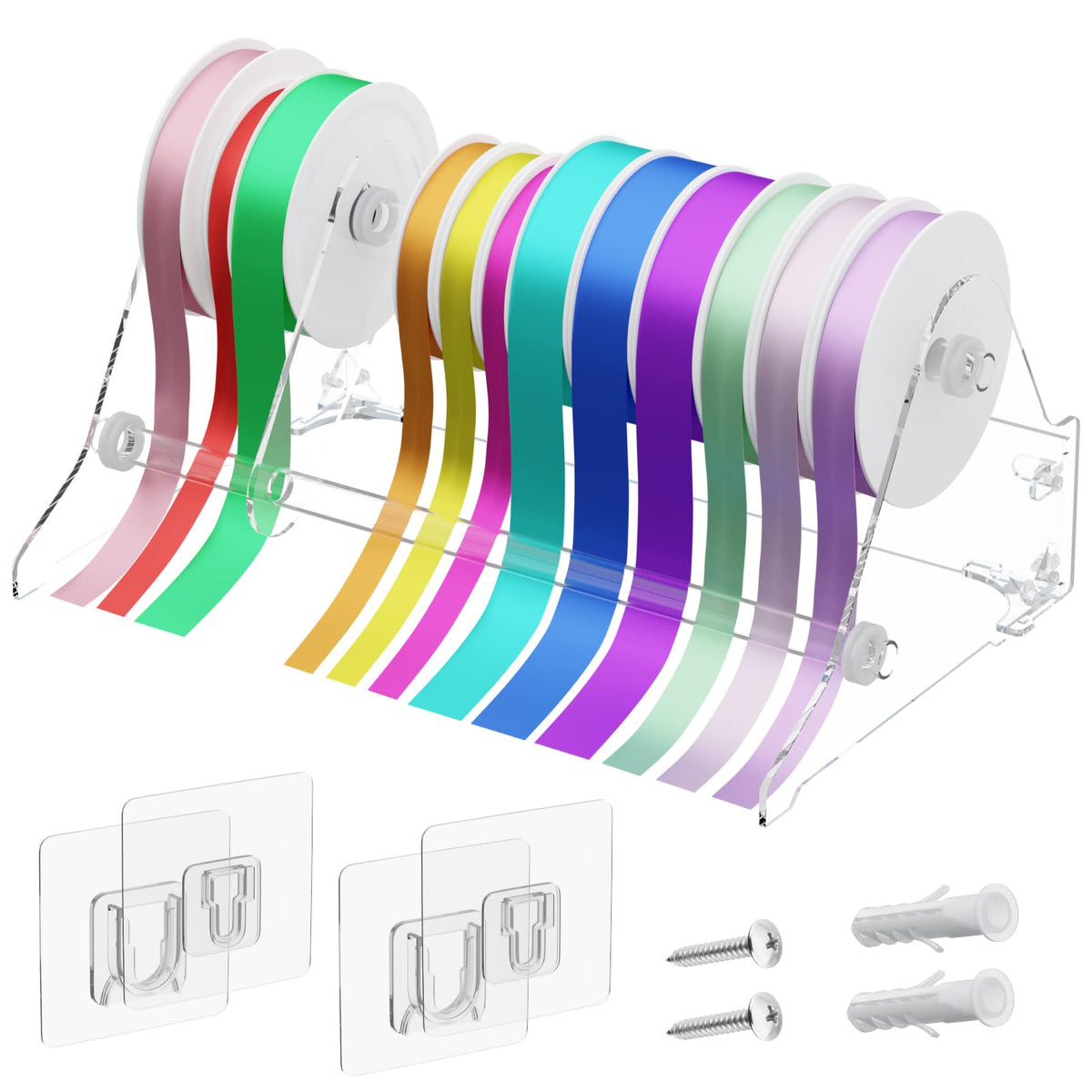 Homakover Acrylic Ribbon Storage Organizer, Wall Mounted - Image 1