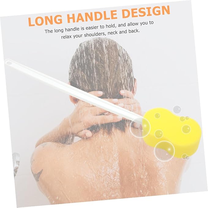 minkissy Long Handle Bath Brush 22.44 Inch Body Scrub Brush for Shower Exfoliating Sponge Body Scrubber with Long Handle for Back and Foot Cleaning