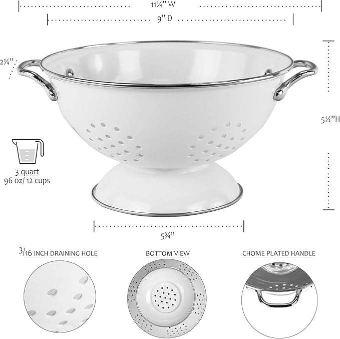 Calypso Basics by Reston Lloyd Powder Coated Enameled Colander, 3 Quart, Magenta