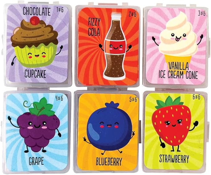 Raymond Geddes Link Up Scented Kneaded Erasers (Series Two - 36 Pieces) - 6 Moldable Eraser Designs with Snap Case - Fun Puzzle Kids Erasers