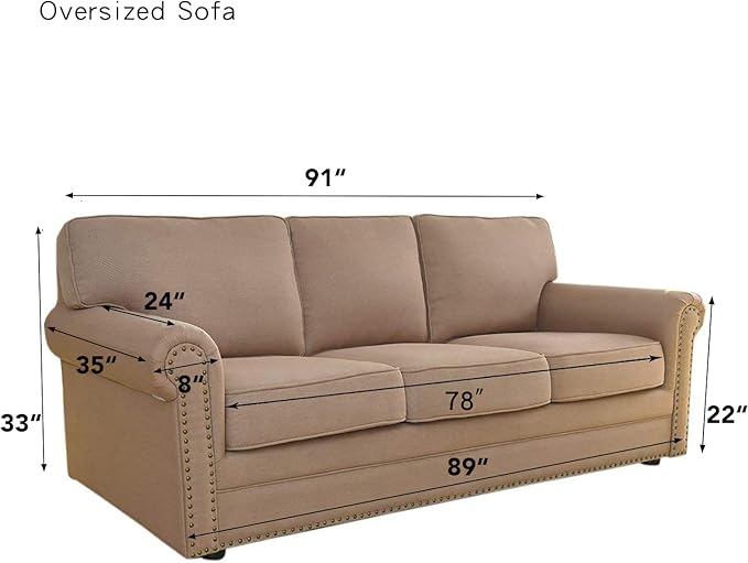Easy-Going Stretch Oversized Sofa Slipcover 1-Piece Sofa Cover Furniture Protector Couch Soft with Elastic Bottom for Kids, Polyester Spandex Jacquard Fabric Small Checks Dark Blue