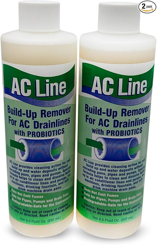 AC Drain Line Cleaner - 2 Pack / 6 Month Supply - Cleans HVAC drain lines, AC line cleaner, condensate lines, fountain drink drain lines and more