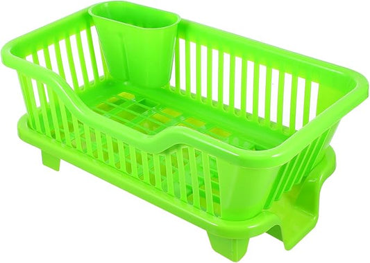 Multifunction Kitchen Tableware Draining Rack with Side Drainage Medium Plastic Bowl Holder Organizer for Chopsticks Cups Spoons Forks Space-Saving Sink Plate and Utensil Storage