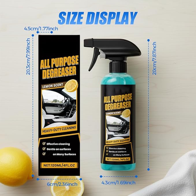 All Purpose Degreaser for Car and House, 2026 New Heavy Duty Degreaser | Convenient Oil Stain Remover, Cleaning Solution For Car House Oven Stove Cooktop Counter Quick Stain Removal (2PCS)