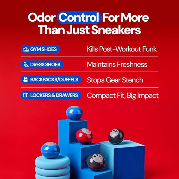 Foul Ballz Shoe Deodorizer Balls – 6 Pack – Eliminate Smelly Shoes Fast – Strong Sneaker Odor Fighter – Long-Lasting Shoe Freshener Inserts for Gym Bags, Lockers, Closets & Sports Gear