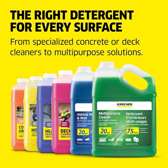 Kärcher Wood Fence & Deck Cleaner, Removes Dirt and Grime from Wood, Composite, and PVC, Highly Concentrated, Makes up to 40 gal of Cleaner, Residue Free