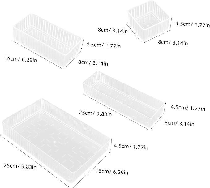 Angoily 18pcs Clear Acrylic Drawer Organizers Stackable Storage Bins for Desktop Office and Craft Supplies Multi-use Transparent Containers for Space-saving Organization