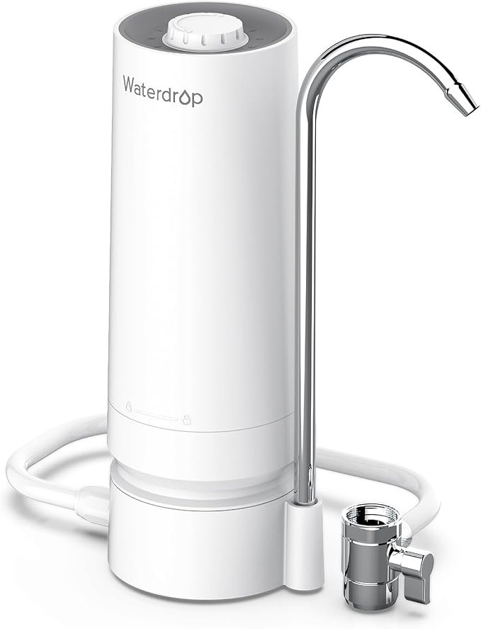 Waterdrop Water Filter for Sink Faucet, 4000 Gallons Countertop Water Filter System and Filter Life Reminder, Reduces Heavy Metals, Bad Odor, and 99% Chlorine, WD-CTF-05 (1 Filter)