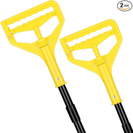 Commercial Mop Handle Heavy Duty,58" Industrial Mop Stick,Wet Mops Head Replacement Holder for Professional/Industrial Floor Cleaning, 2 Pack,Yellow,