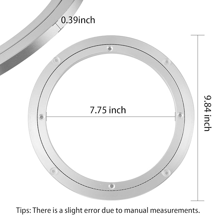 QDiShi 10 Inch Lazy Susan, Heavy Duty Swivel Turntable Aluminum Bearing Metal Rotating Turntable Bearings Swivel Plate Hardware for Dining-Table and Workbench (10 inch)