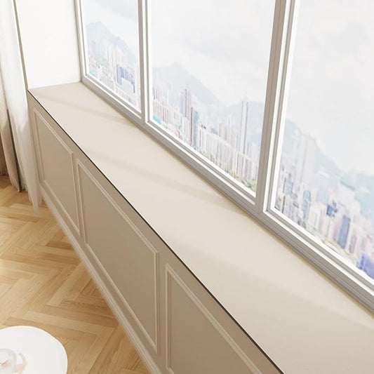 Window Sill Cushion Pad - Narrow Adjustable & Waterproof Window Seat Mat for Bay Windows, Absorbent Dust-Proof Liner with Non-Slip Backing,Cut-to-Fit (Ivory, 39''x4'')