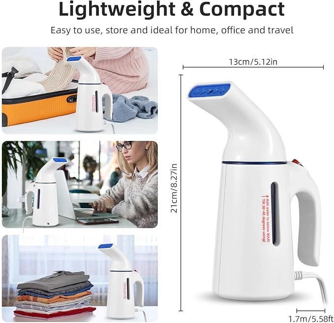 Portable Handheld Garment Steamer 120ml Capacity 700W Auto Shut-Off Steamer for Clothes Removes Wrinkles on Clothes and Fabric