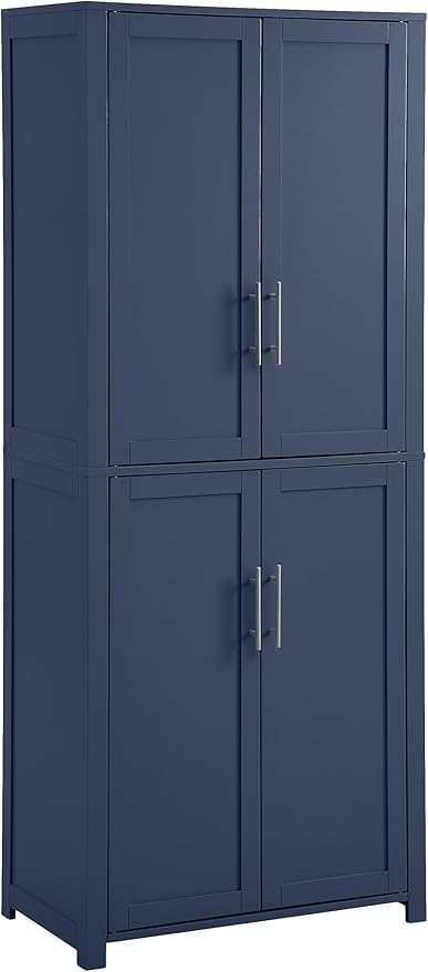 Crosley Furniture Savannah Tall Pantry Storage Cabinet with Shelves, Kitchen, Dining, or Laundry Room, Navy