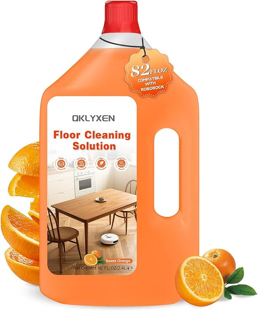 82 FL OZ/2.42 L Sweet Orange Scent Floor Cleaning Solution Compatible with Roborock Robot Vacuum (Qrevo/Q7/Q10/Saros 10R/F25), Floor Cleaner for All Robot Vacuums & Cordless Wet Dry Vacuum