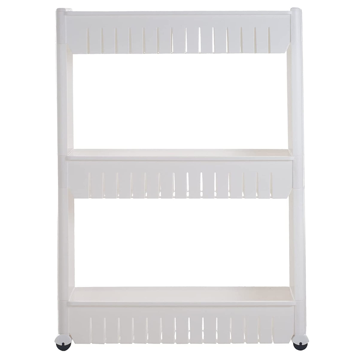 Lavish Home 3 Tier Shelf Rolling Cart, White, 19.5” x 5” x 28” - Image 1