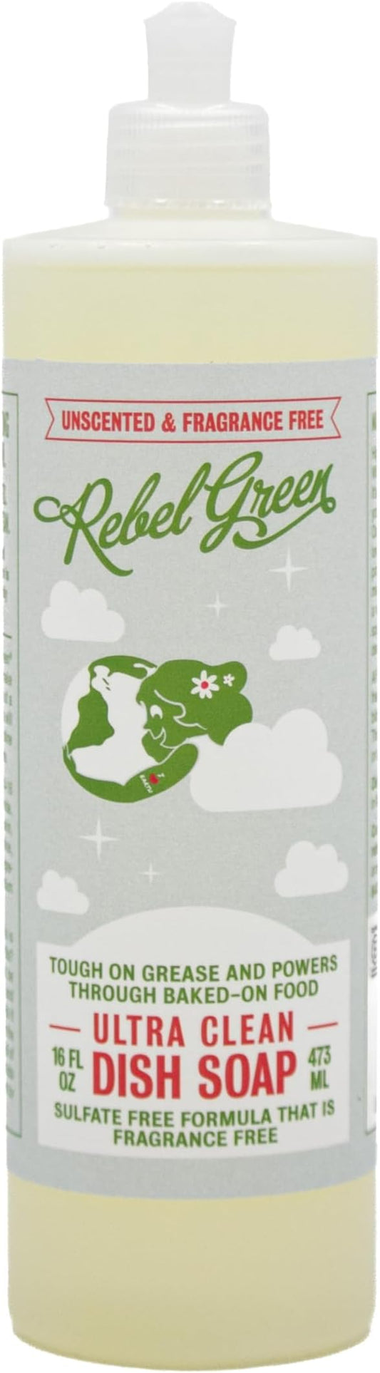 Rebel Green Unscented Super Deluxe Dish Soap, 16 OZ