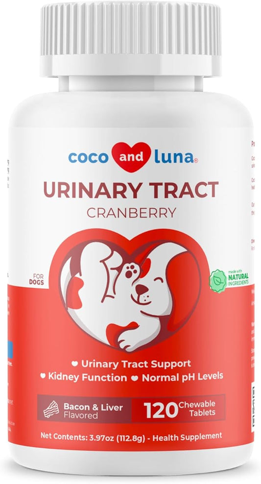 Cranberry Supplement for Dogs – Supports Urinary Tract & Bladder Wellness – Natural Chewable Tablets