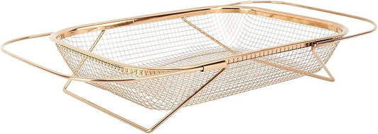 Over The Sink Colander, Rectangle Stainless Steel Over The Sink Strainer Basket For Kitchen Sink with Handles Fine Mesh Expandable Handy Kitchen Tool Kitchen Essentials (Rose Gold)