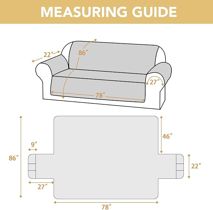 H.VERSAILTEX 100% Waterproof Couch Covers for Sofa Triple Non-Slip Sofa Slipcovers with Storage Pocket Thick Soft Sofa Covers for Pets Washable(XL Sofa, French Oak)