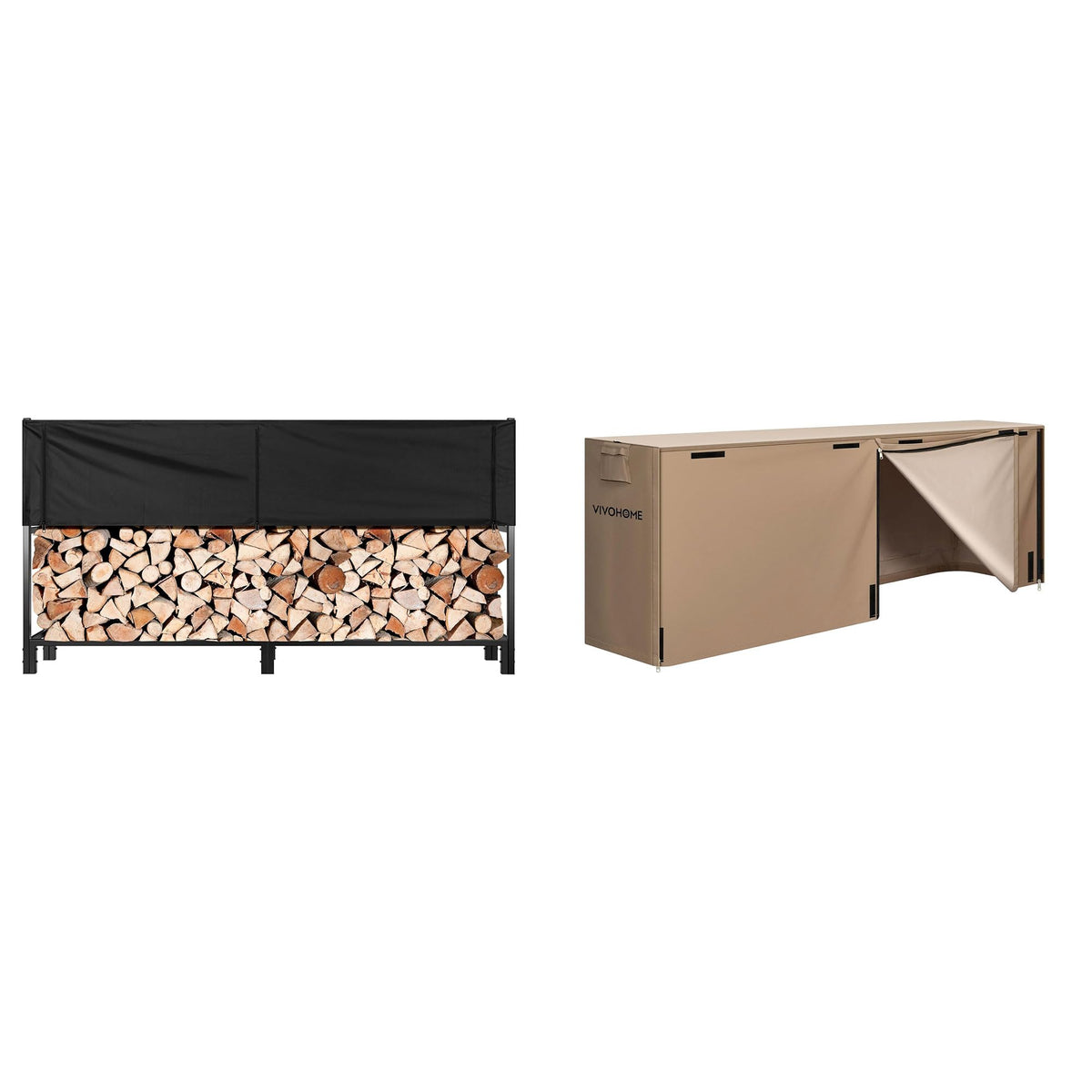 VIVOHOME Upgraded Heavy Duty 8 ft 1/2 Cord Firewood Rack - Image 1