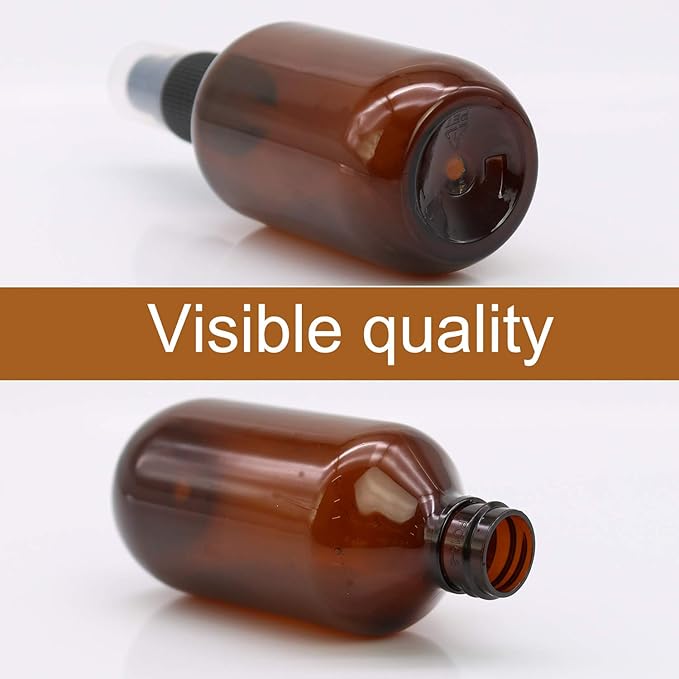 SYNTECSO 96 Pack 2oz Amber Plastic Spray Bottles, Fine Mist Spray Bottles for Essential Oils, Water Spray Bottle for Hair Plant & Cleaning Solution
