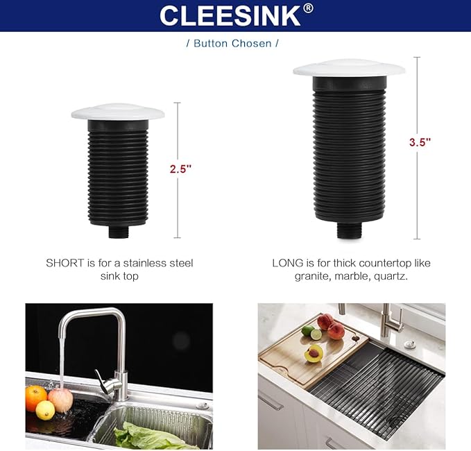 Sink Top Air Switch Kit Garbage Disposal Part by CLEESINK (LONG/3.5", White)