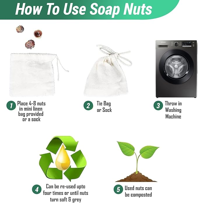 Cure wid Pure Organic Soap Nuts Deseeded 8oz/225g with 1 Wash Bag Approx 90 Loads Eco-friendly Soap Nuts Laundry Detergent,Chemical &Fragrance-free Organic Soap Berries Non-toxic Laundry Detergent